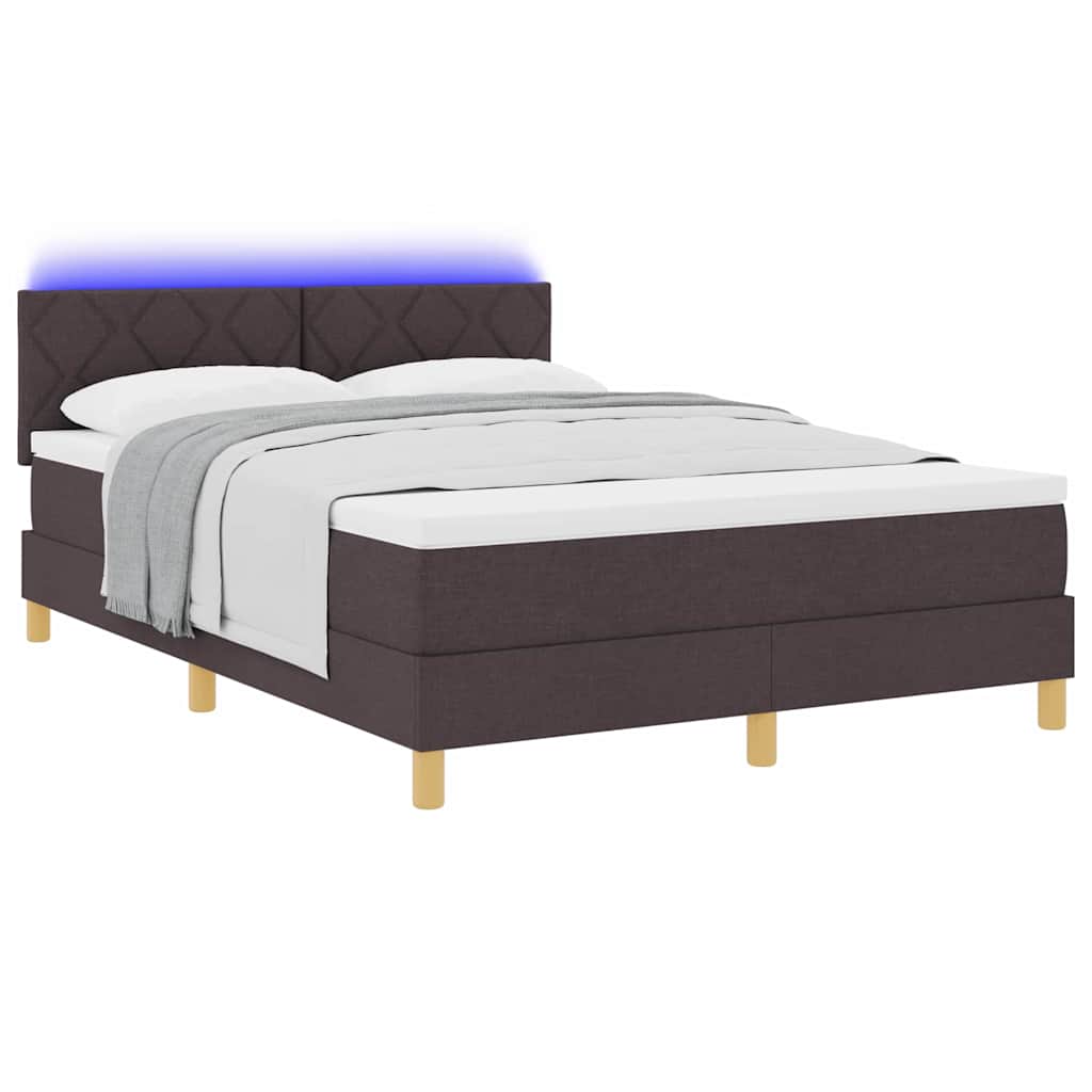 Letto a Sorgente LED Marrone Scuro 160 x 200 cm Tessuto | homemem39