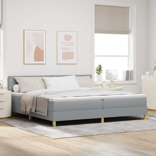 Letto a Sorgente LED Grigio chiaro 200 x 200 cm Tessuto | homemem39