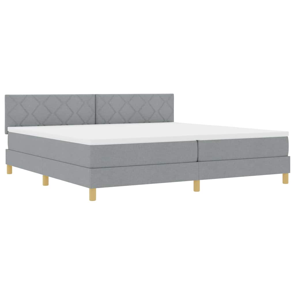 Letto a Sorgente LED Grigio chiaro 200 x 200 cm Tessuto | homemem39