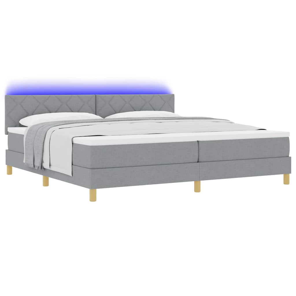 Letto a Sorgente LED Grigio chiaro 200 x 200 cm Tessuto | homemem39
