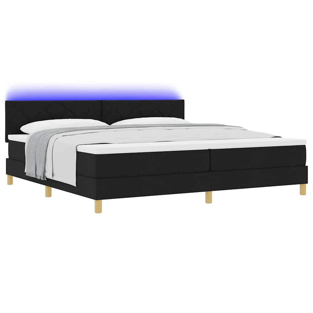 Letto a Sorgente LED con strisce LED Nero 200 x 200 cm Tessuto | homemem39