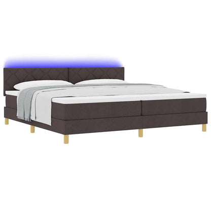Letto a Sorgente LED Marrone Scuro 200 x 200 cm Tessuto | homemem39