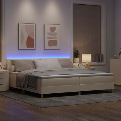 Letto a Sorgente LED con strisce LED Crema 200 x 200 cm Tessuto | homemem39