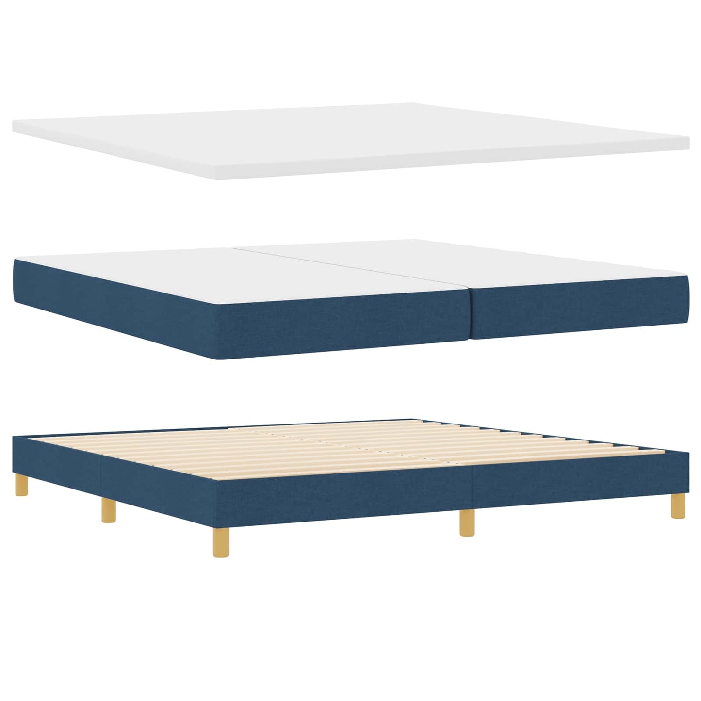 Letto a Sorgente LED con strisce LED Blu 200 x 200 cm Tessuto | homemem39