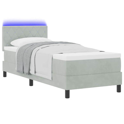 Letto a Sorgente LED con led Grigio chiaro 80 x 200 cm Velluto | homemem39