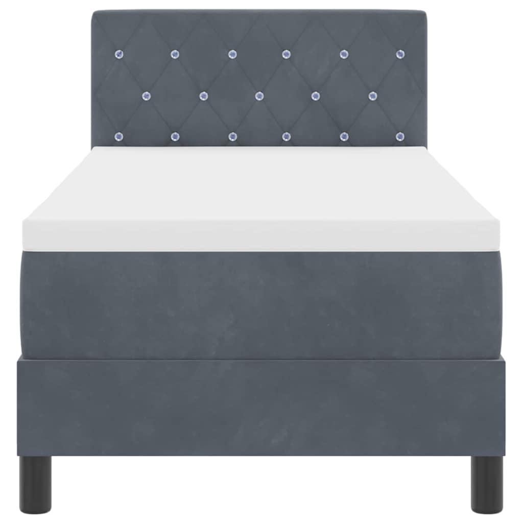 Letto a Sorgente LED con led Grigio scuro 80 x 200 cm Velluto | homemem39