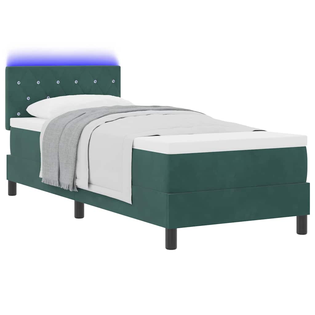 Letto a Sorgente LED con led Verde Scuro 80 x 200 cm Velluto | homemem39