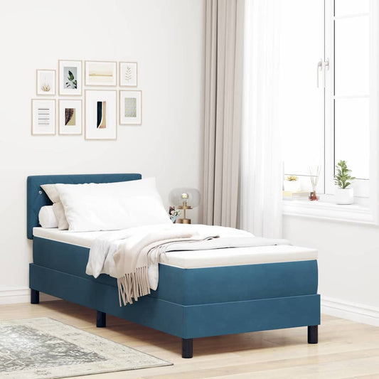 Letto a Sorgente LED con led Blu Scuro 80 x 200 cm Velluto | homemem39