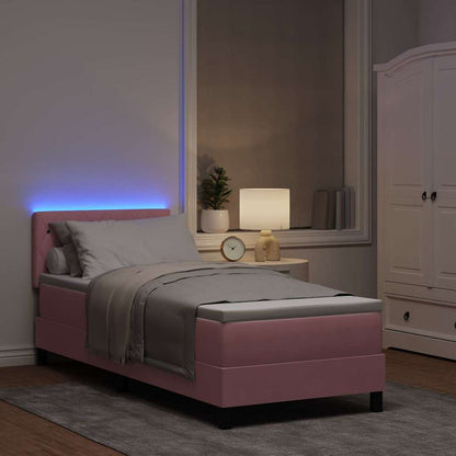 Letto a Sorgente LED con materasso Rosa 80 x 200 cm Velluto | homemem39