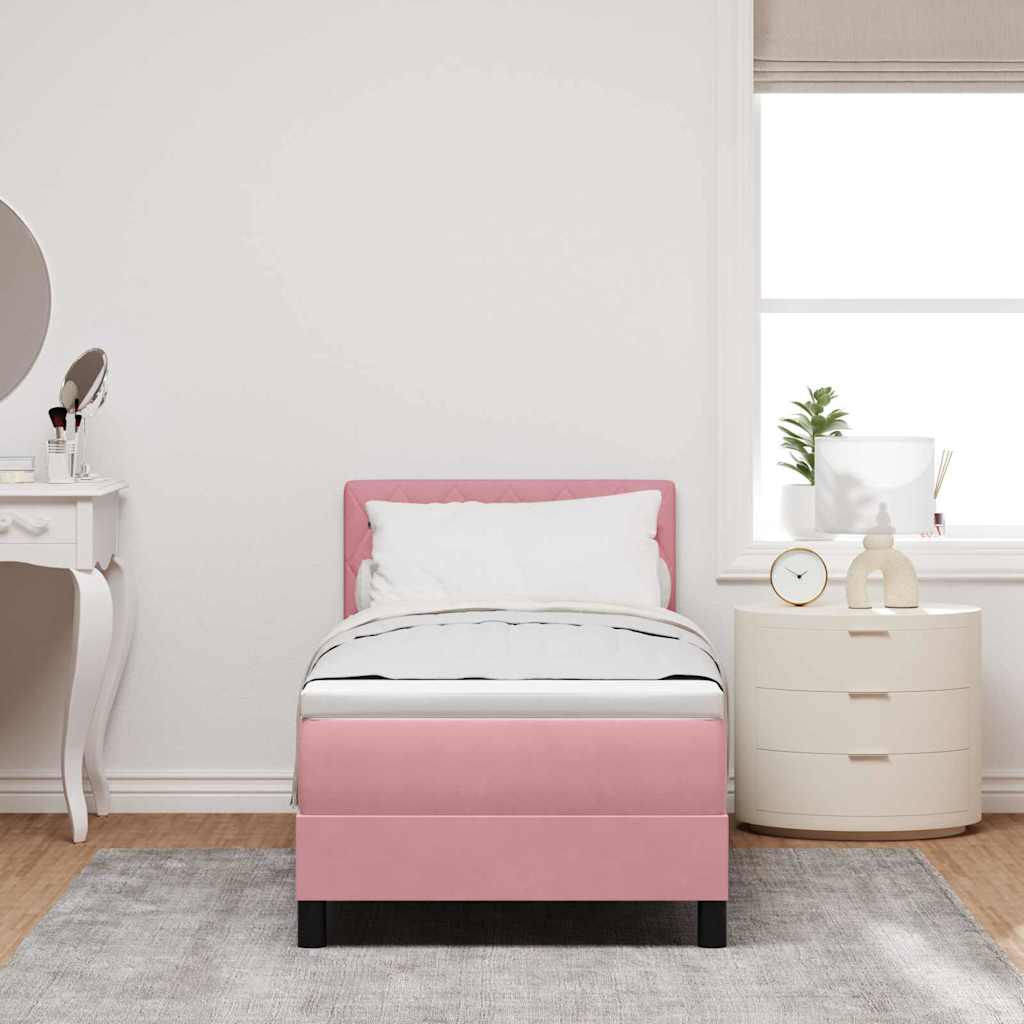 Letto a Sorgente LED con materasso Rosa 80 x 200 cm Velluto | homemem39