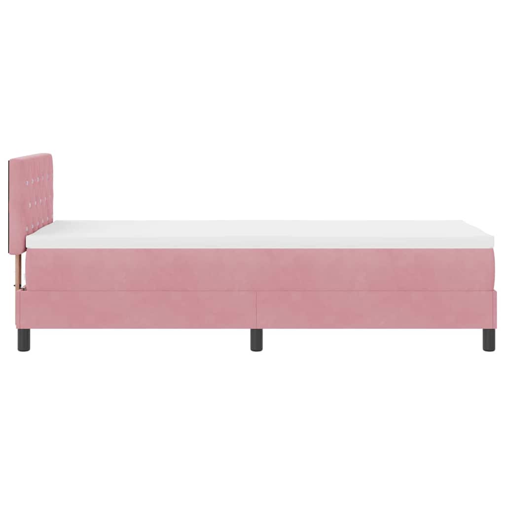 Letto a Sorgente LED con materasso Rosa 80 x 200 cm Velluto | homemem39