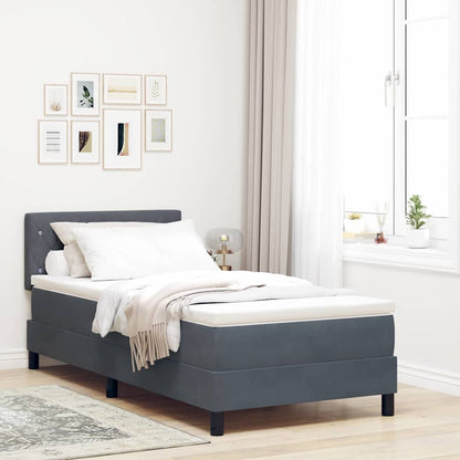 Letto a Sorgente LED con led Grigio scuro 90 x 190 cm Velluto | homemem39