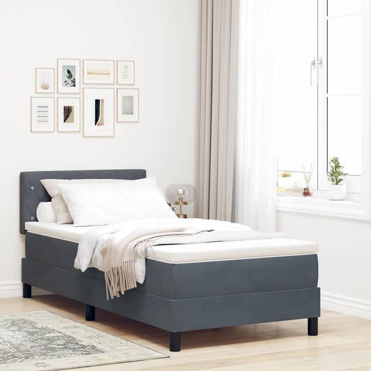 Letto a Sorgente LED con led Grigio scuro 90 x 190 cm Velluto | homemem39