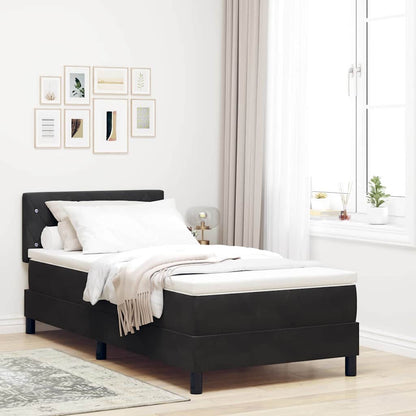 Letto a Sorgente LED con materasso Nero 90 x 190 cm Velluto | homemem39