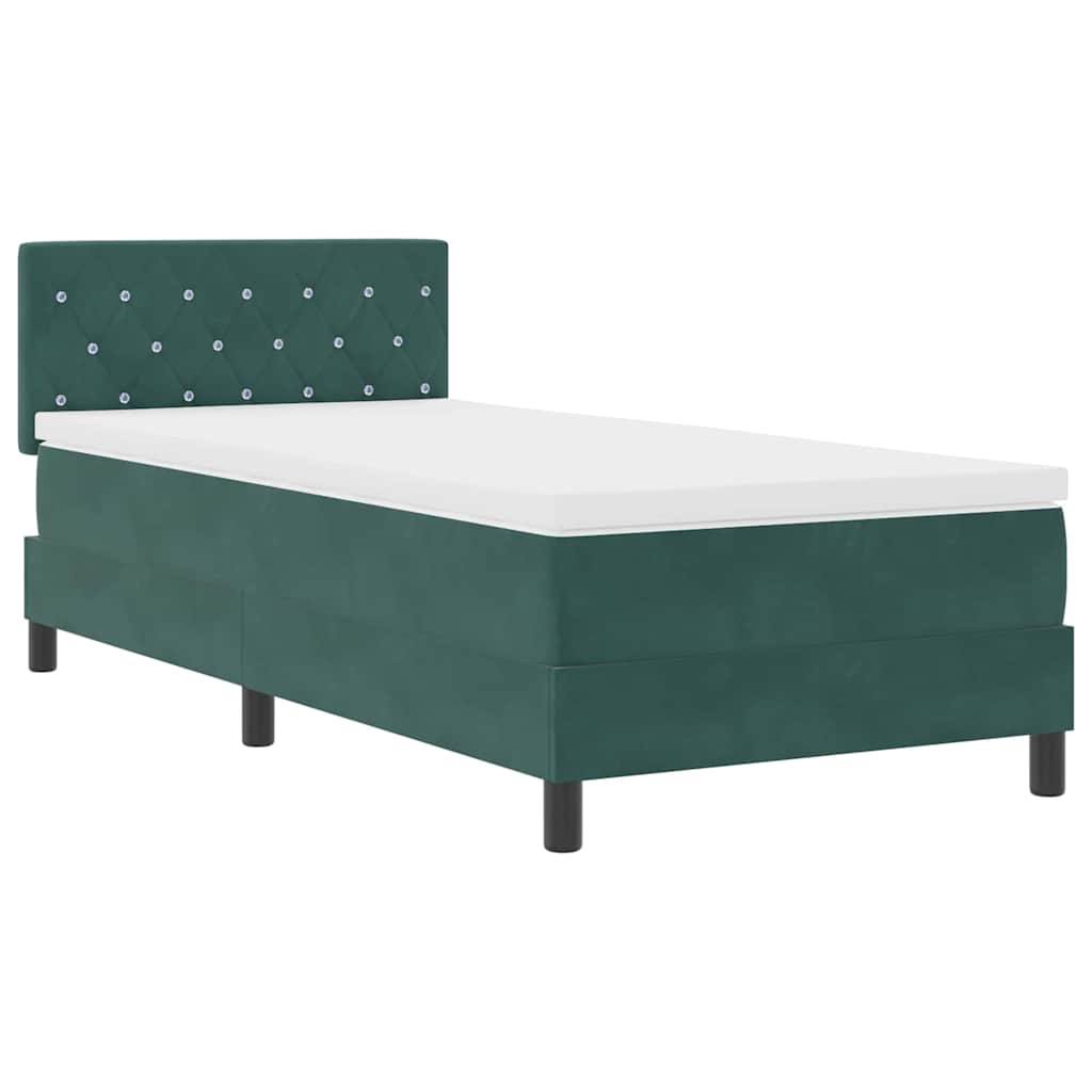 Letto a Sorgente LED Verde Scuro 90 x 190 cm Velluto