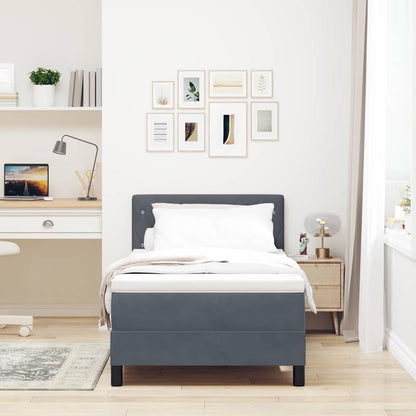 Letto a Sorgente LED con led Grigio scuro 90 x 200 cm Velluto | homemem39