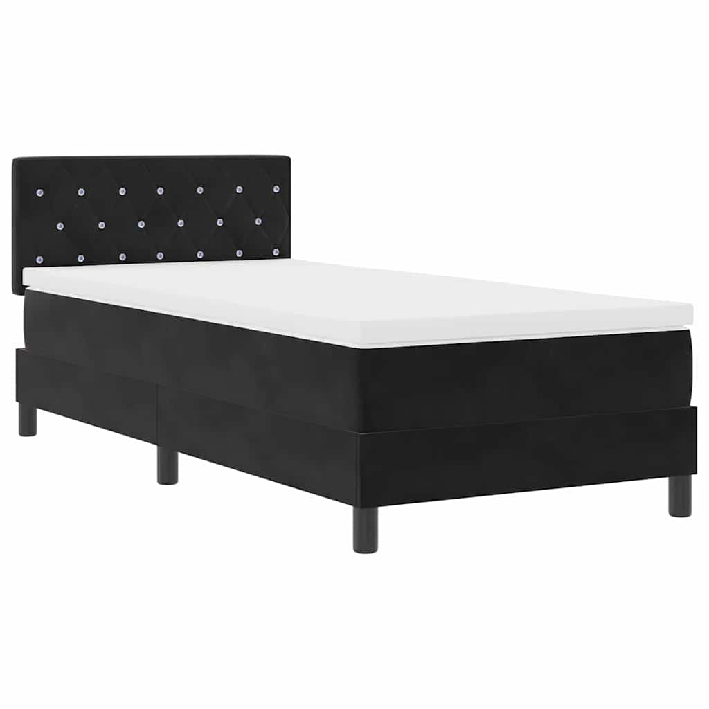 Letto a Sorgente LED con materasso Nero 90 x 200 cm Velluto