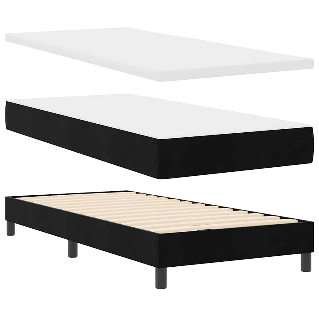 Letto a Sorgente LED con materasso Nero 90 x 200 cm Velluto