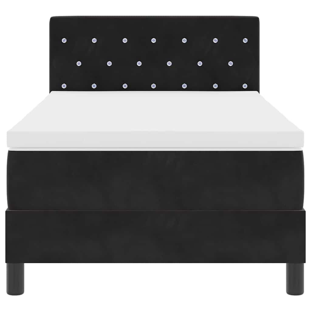 Letto a Sorgente LED con materasso Nero 90 x 200 cm Velluto