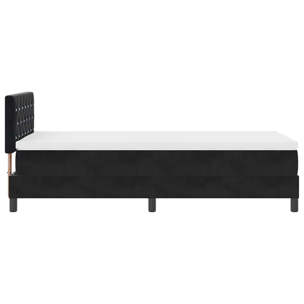 Letto a Sorgente LED con materasso Nero 90 x 200 cm Velluto