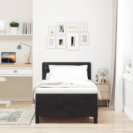 Letto a Sorgente LED con materasso Nero 100 x 200 cm Velluto | homemem39