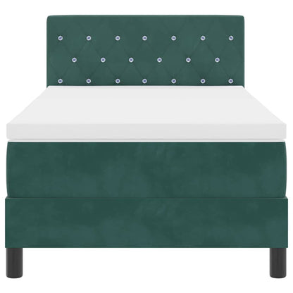Letto a Sorgente LED Verde Scuro 100 x 200 cm Velluto