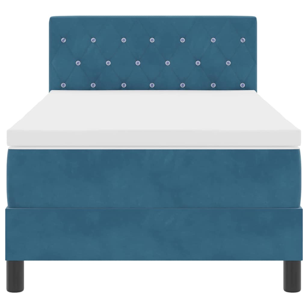 Letto a Sorgente LED con led Blu Scuro 100 x 200 cm Velluto | homemem39