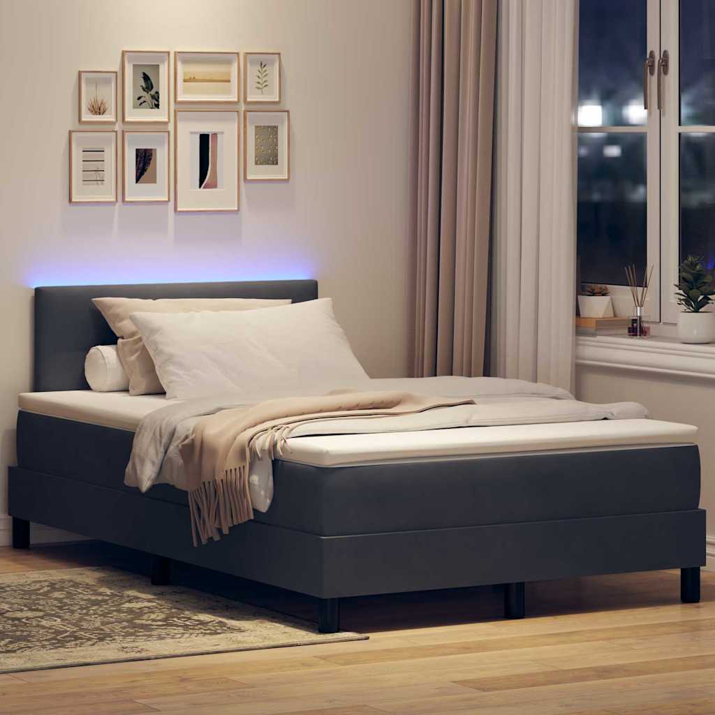 Letto a Sorgente LED con led Grigio scuro 120 x 190 cm Velluto | homemem39