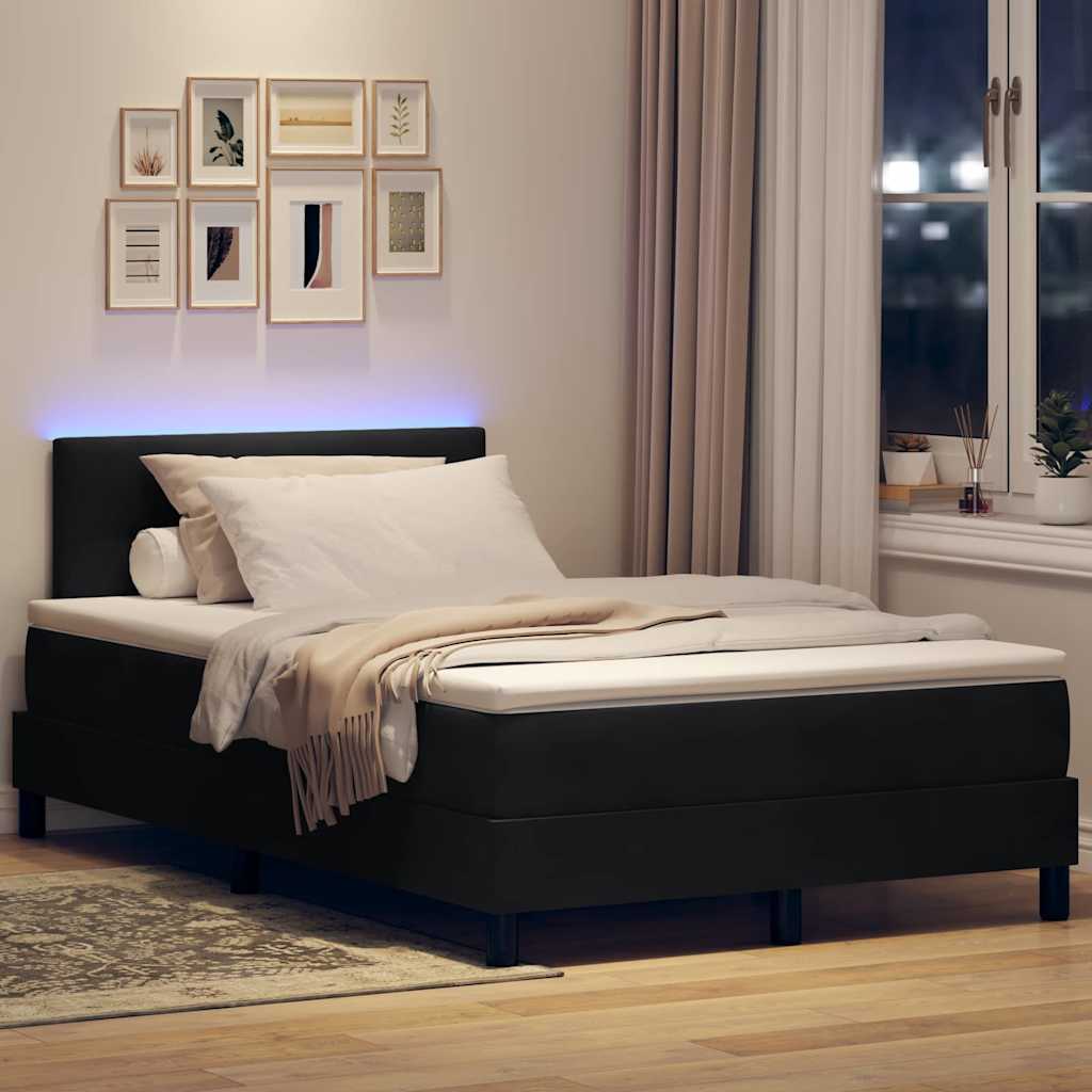 Letto a Sorgente LED con materasso Nero 120 x 190 cm Velluto | homemem39