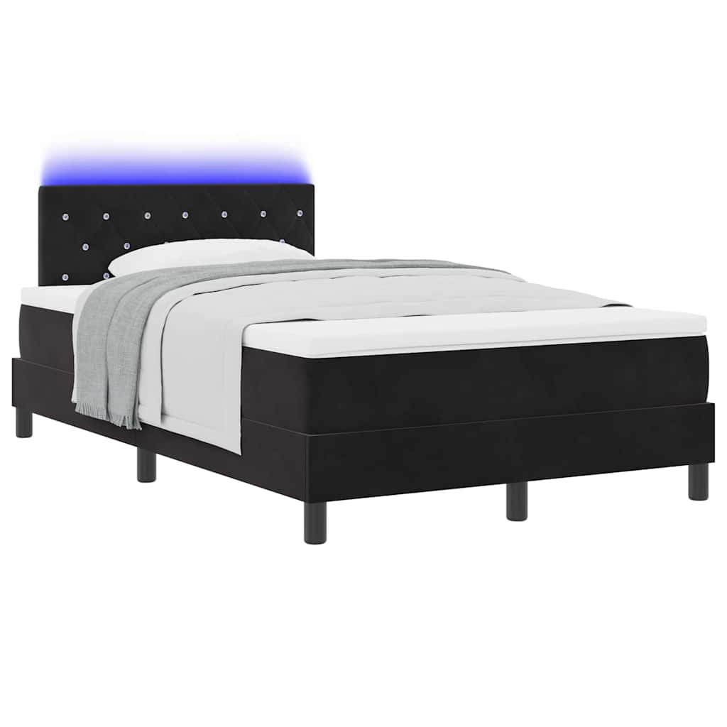 Letto a Sorgente LED con materasso Nero 120 x 190 cm Velluto | homemem39