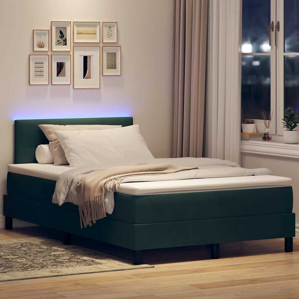 Letto a Sorgente LED con led Verde Scuro 120 x 190 cm Velluto | homemem39