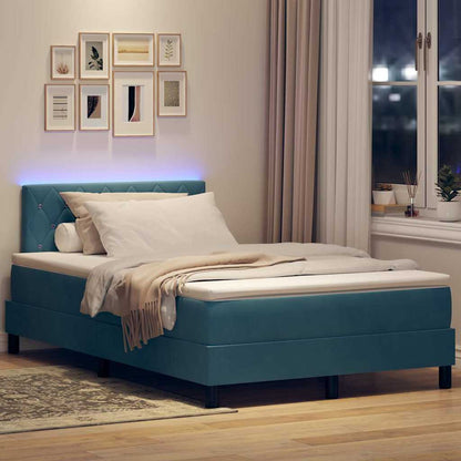 Letto a Sorgente LED con led Blu Scuro 120 x 190 cm Velluto | homemem39