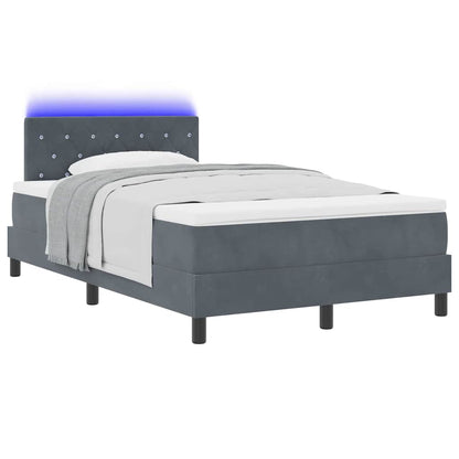 Letto a Sorgente LED con led Grigio scuro 120 x 200 cm Velluto | homemem39