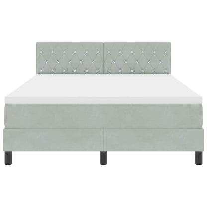 Letto a molle con testiera Grigio chiaro 140 x 190 cm Velluto