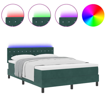 Letto a Sorgente LED Verde Scuro 140 x 190 cm Velluto