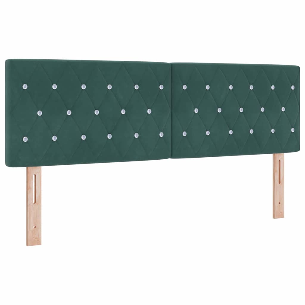 Letto a Sorgente LED Verde Scuro 140 x 190 cm Velluto