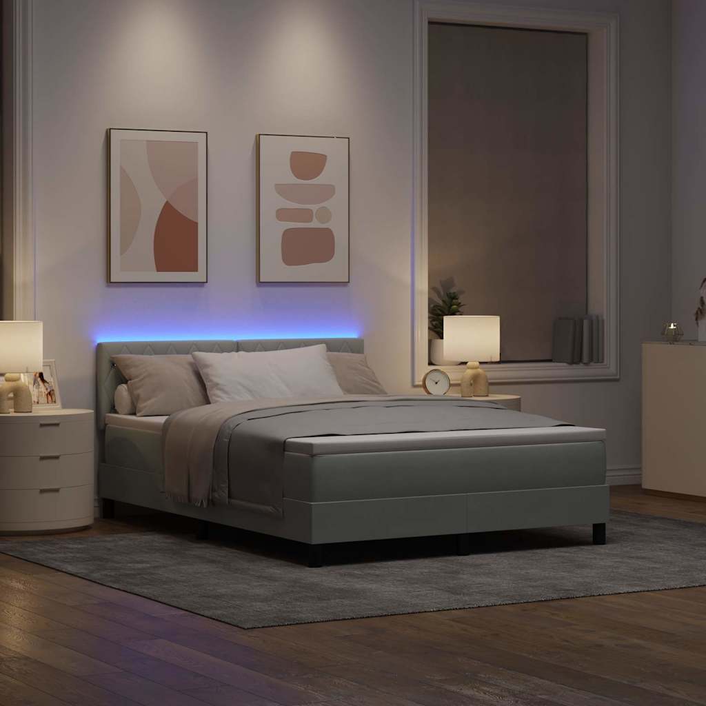 Letto a Sorgente LED con led Grigio chiaro 160 x 200 cm Velluto | homemem39