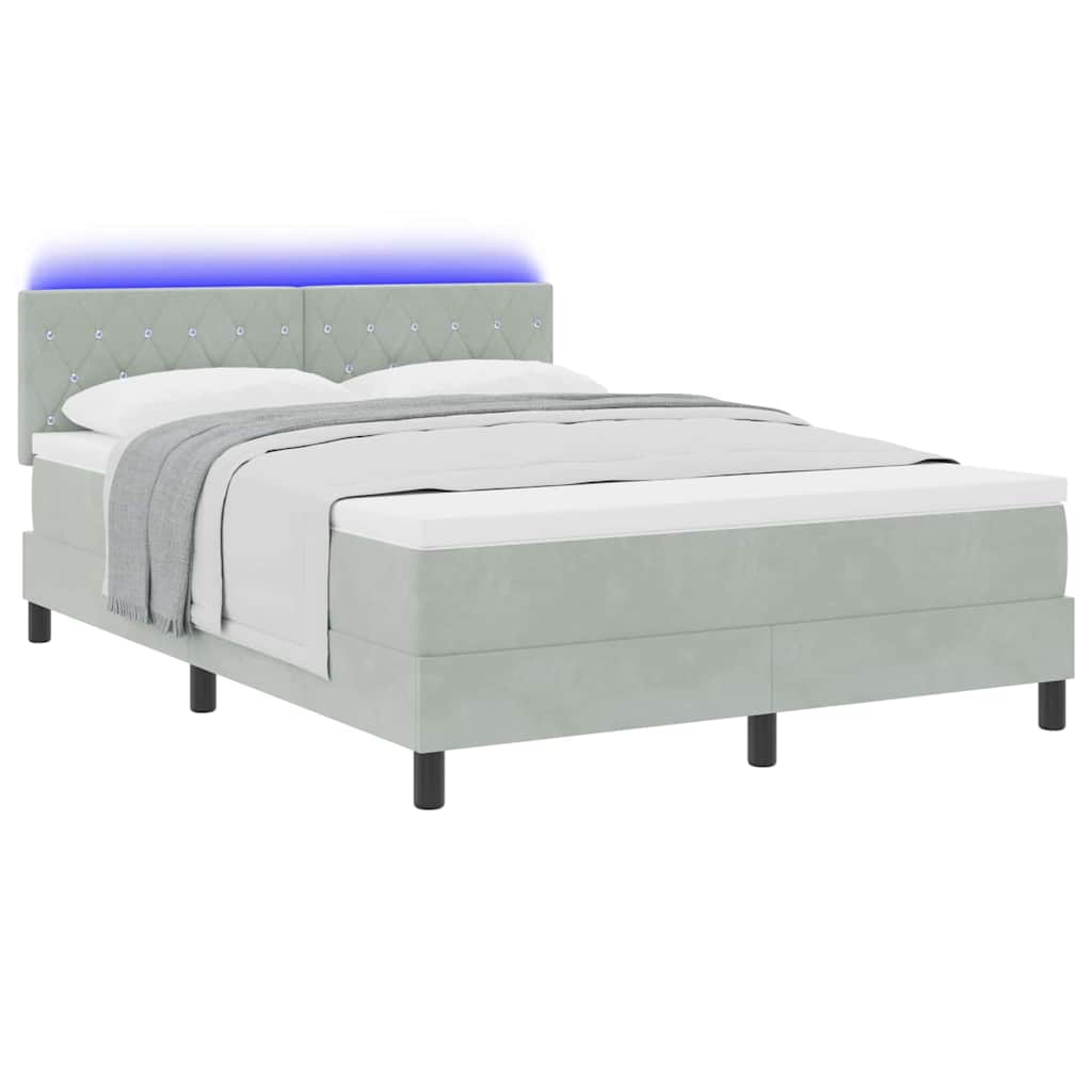 Letto a Sorgente LED con led Grigio chiaro 160 x 200 cm Velluto | homemem39