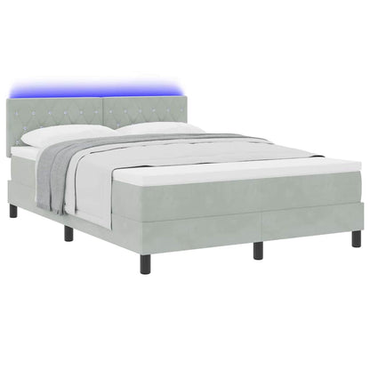 Letto a Sorgente LED con led Grigio chiaro 160 x 200 cm Velluto | homemem39