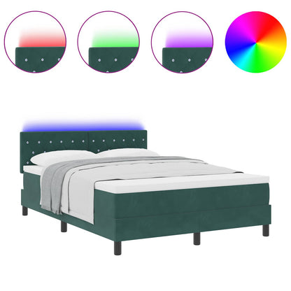 Letto a Sorgente LED Verde Scuro 160 x 200 cm Velluto