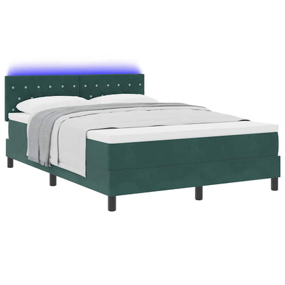 Letto a Sorgente LED Verde Scuro 160 x 200 cm Velluto