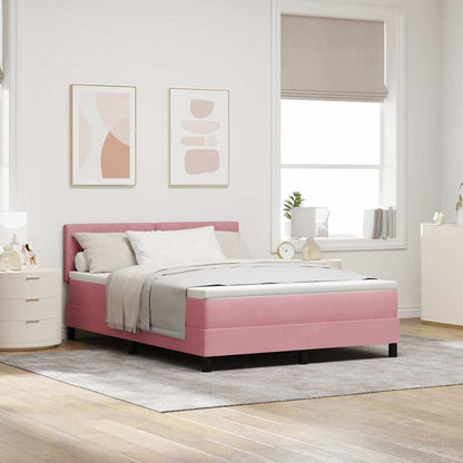 Letto a Sorgente LED con materasso Rosa 160 x 200 cm Velluto | homemem39