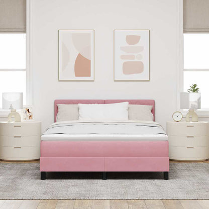 Letto a Sorgente LED con materasso Rosa 160 x 200 cm Velluto | homemem39