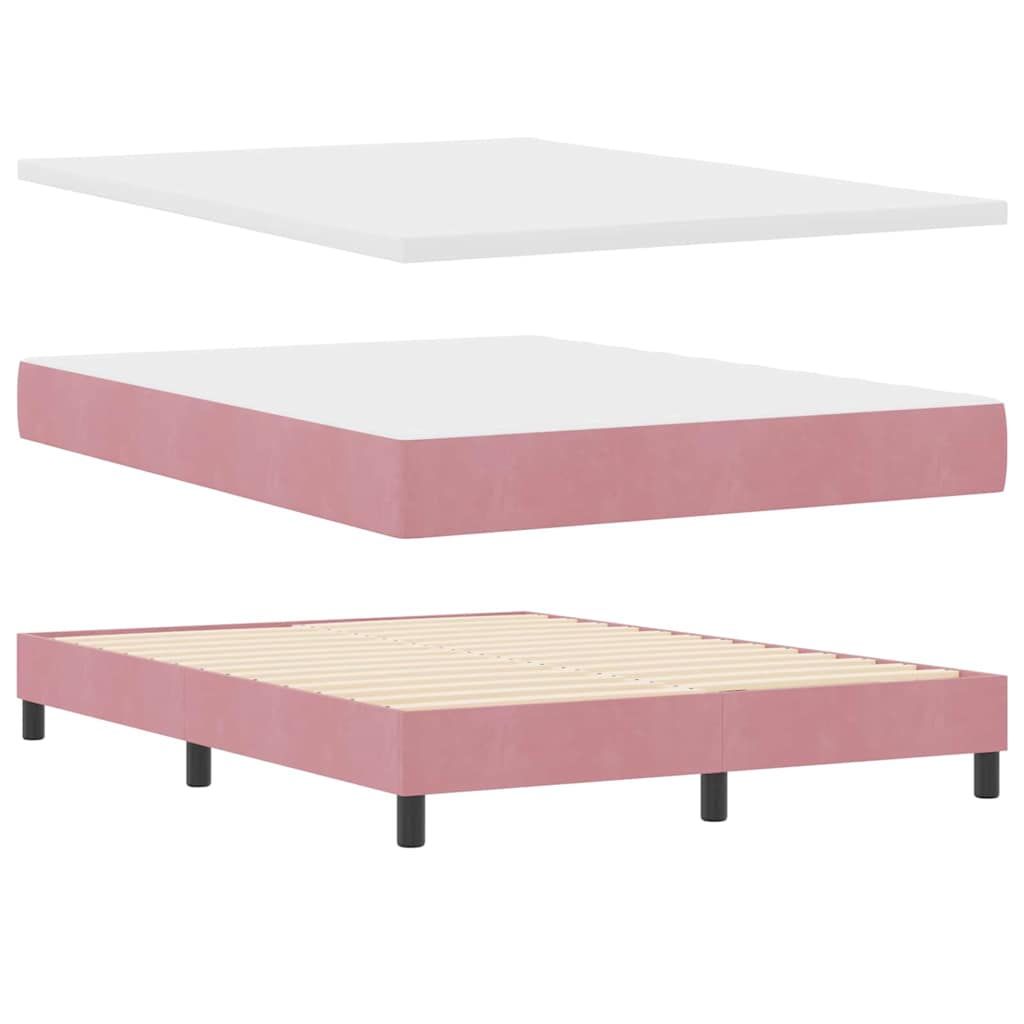 Letto a Sorgente LED con materasso Rosa 160 x 200 cm Velluto | homemem39