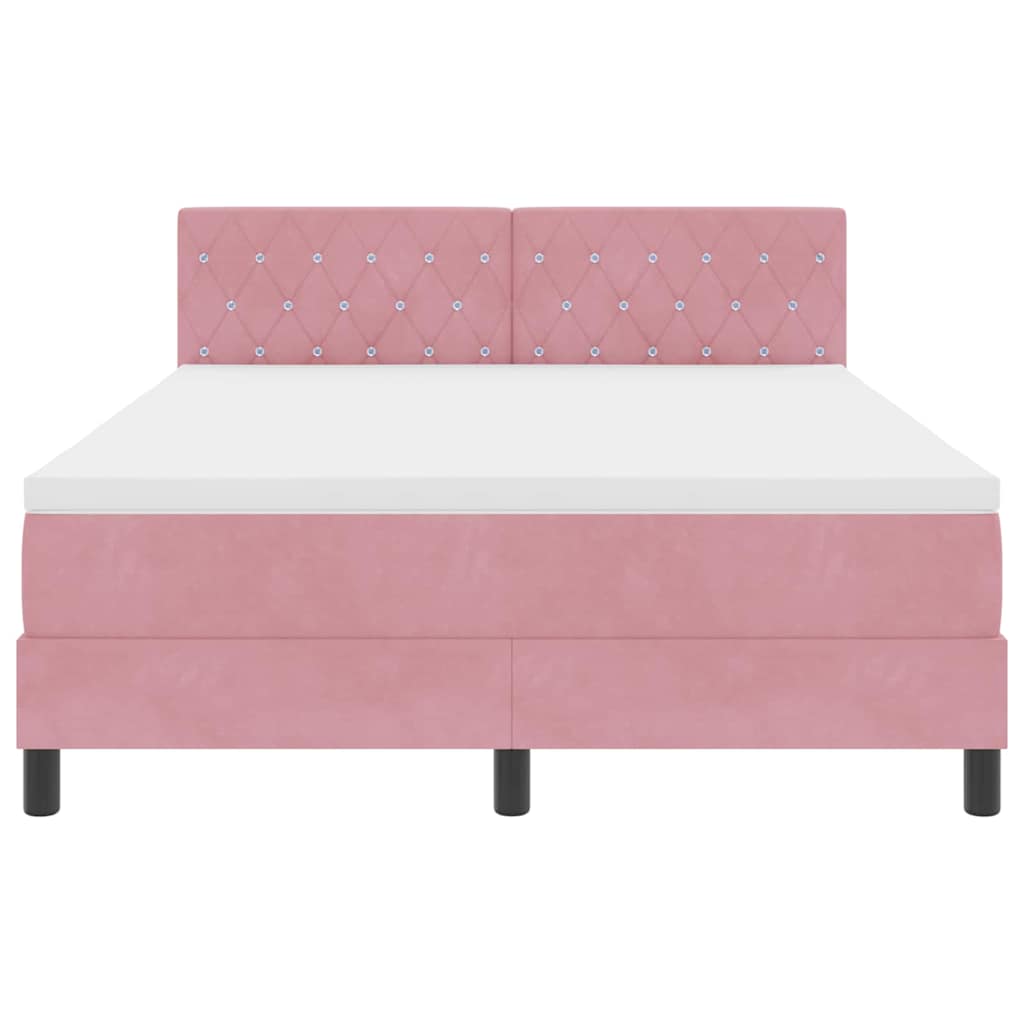 Letto a Sorgente LED con materasso Rosa 160 x 200 cm Velluto | homemem39