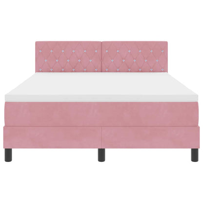 Letto a Sorgente LED con materasso Rosa 160 x 200 cm Velluto | homemem39