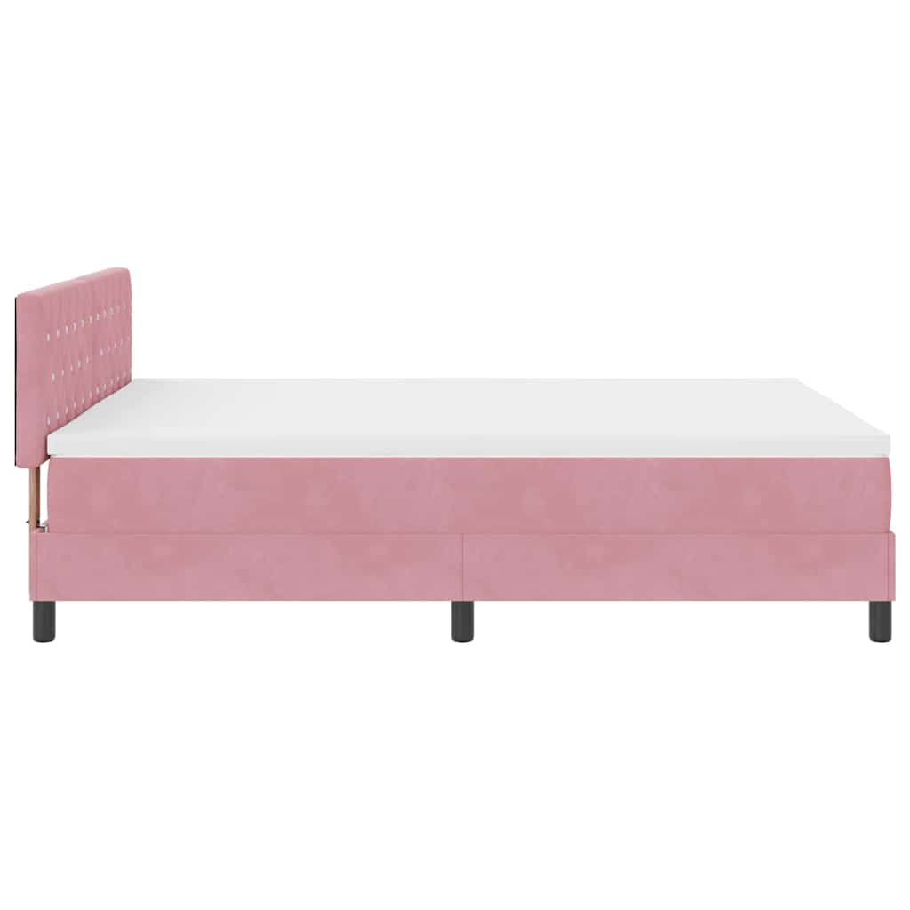 Letto a Sorgente LED con materasso Rosa 160 x 200 cm Velluto | homemem39