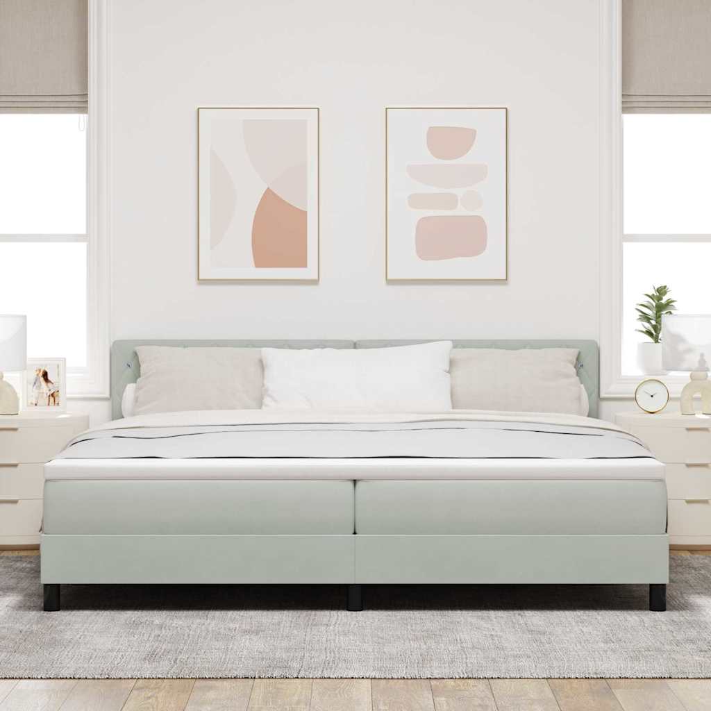 Letto a Sorgente LED con led Grigio chiaro 200 x 200 cm Velluto | homemem39
