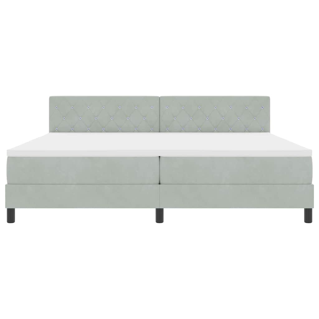 Letto a Sorgente LED con led Grigio chiaro 200 x 200 cm Velluto | homemem39