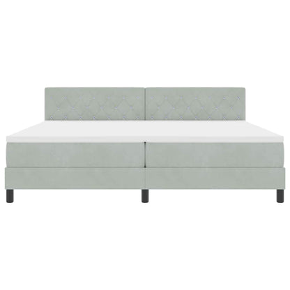 Letto a Sorgente LED Grigio chiaro 200 x 200 cm Velluto